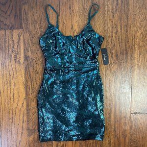 Lulu's Sequin Wrap-Front Minidress NWT